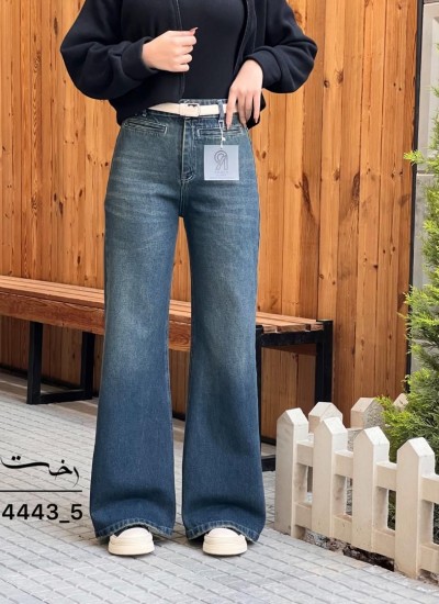 شلوار فلر بگ جین آبی جیب فیلتو