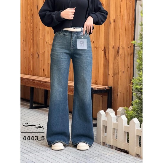 شلوار فلر بگ جین آبی جیب فیلتو