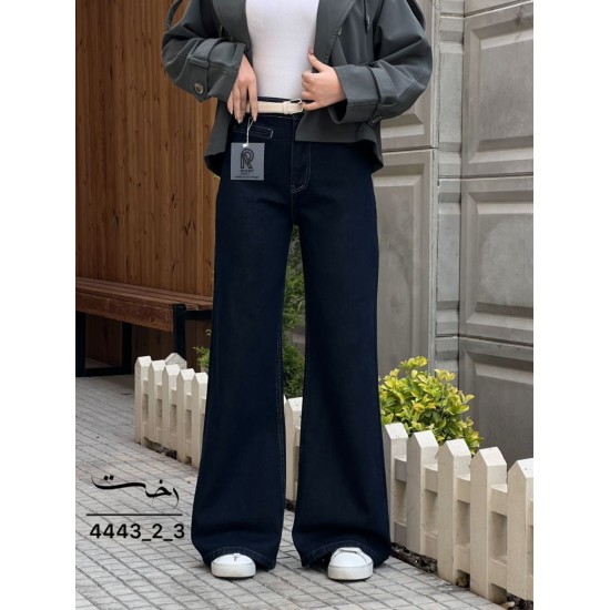 شلوار فلر بگ جین آبی جیب فیلتو