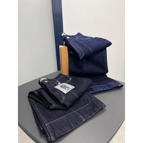 شلوار فلر بگ جین آبی دمپا دوخت