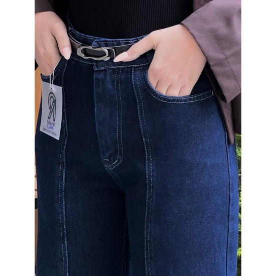 شلوار فلر بگ جین آبی دمپا دوخت