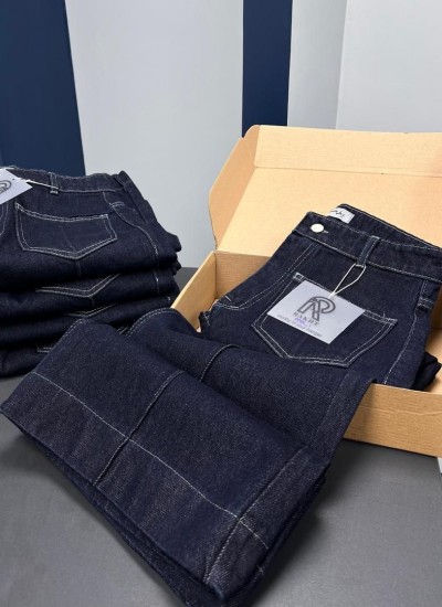 شلوار فلر بگ جین دو جیب جلو دوخت