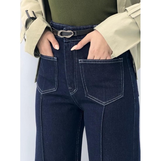 شلوار فلر بگ جین دو جیب جلو دوخت