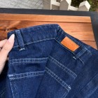 شلوار فلر بگ جین آبی جلو دوخت