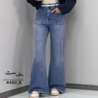 شلوار فلر بگ جین آبی جلو جیب