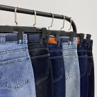 شلوار فلر بگ جین آبی جلو جیب