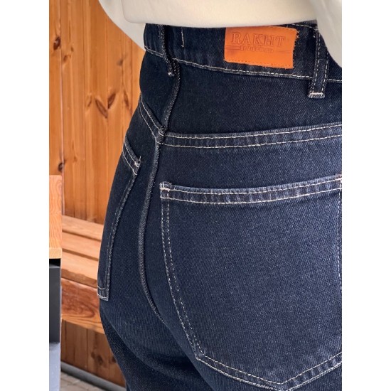 شلوار فلر بگ جین آبی جلو جیب