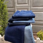 شلوار فلر بگ جین آبی جلو جیب