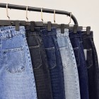 شلوار فلر بگ جین آبی جلو جیب