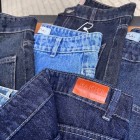 شلوار فلر بگ جین آبی جلو جیب