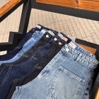 شلوار فلر بگ جین آبی جلو جیب