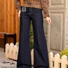 شلوار فلر بگ جین آبی جلو دوخت شلوار فلر بگ جین آبی جلو دوخت