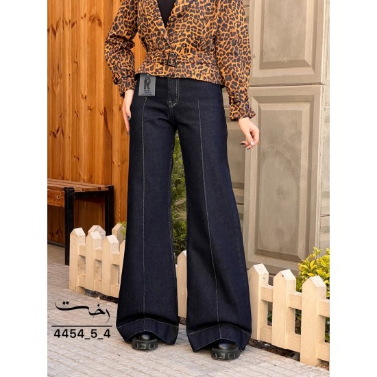 شلوار فلر بگ جین آبی جلو دوخت شلوار فلر بگ جین آبی جلو دوخت