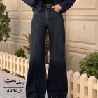 شلوار فلر بگ جین آبی جلو دوخت شلوار فلر بگ جین آبی جلو دوخت