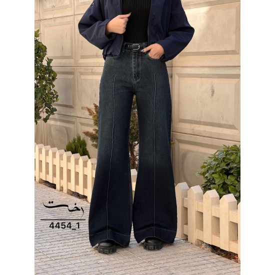 شلوار فلر بگ جین آبی جلو دوخت شلوار فلر بگ جین آبی جلو دوخت