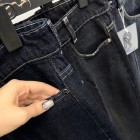 شلوار فلر بگ جین آبی جلو دوخت شلوار فلر بگ جین آبی جلو دوخت