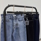 شلوار فلر بگ جین آبی جلو دوخت شلوار فلر بگ جین آبی جلو دوخت