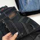 شلوار فلر بگ جین آبی جلو دوخت شلوار فلر بگ جین آبی جلو دوخت