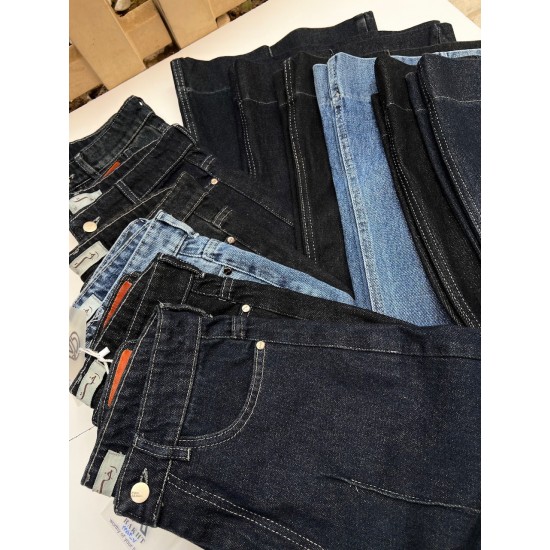 شلوار فلر بگ جین آبی جلو دوخت شلوار فلر بگ جین آبی جلو دوخت