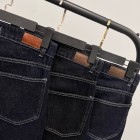 شلوار فلر بگ جین آبی جیب هلالی شلوار فلر بگ جین آبی جیب هلالی