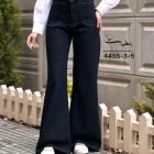 شلوار فلر بگ جین آبی جیب هلالی شلوار فلر بگ جین آبی جیب هلالی