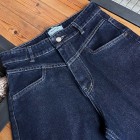 شلوار فلر بگ جین آبی کمر V