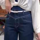 شلوار فلر بگ جین آبی کمر V