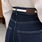 شلوار فلر بگ جین آبی کمر V