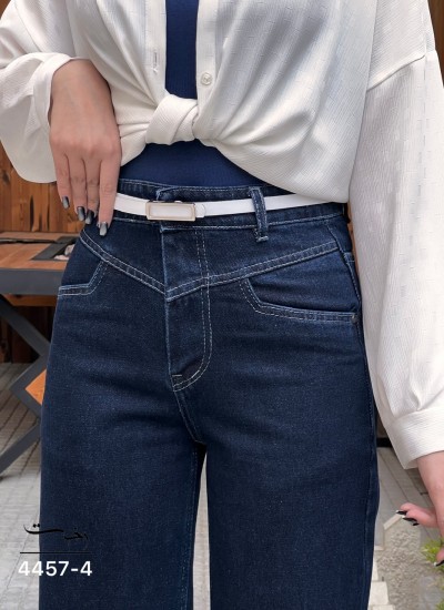 شلوار فلر بگ جین آبی کمر V