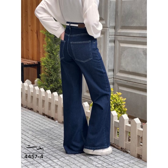 شلوار فلر بگ جین آبی کمر V