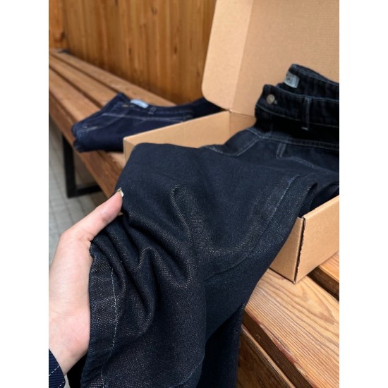 شلوار فلر بگ جین آبی کمر V