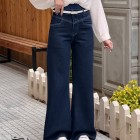 شلوار فلر بگ جین آبی کمر V