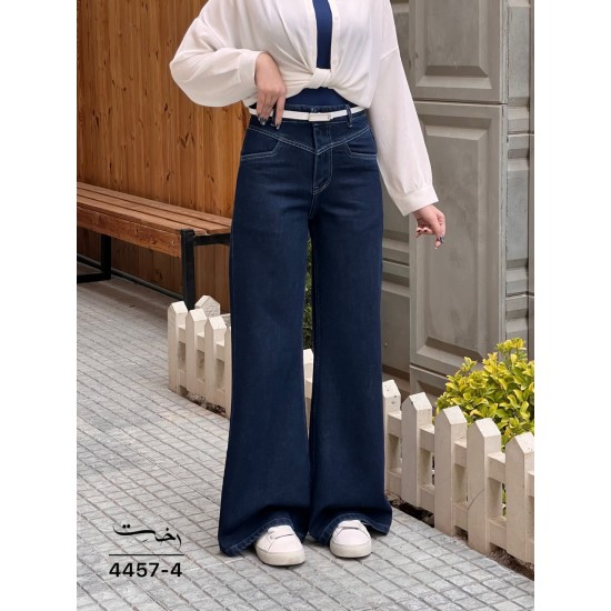 شلوار فلر بگ جین آبی کمر V