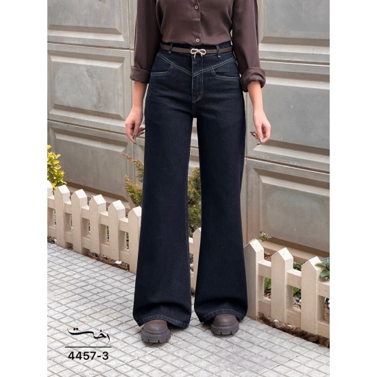 شلوار فلر بگ جین آبی کمر V