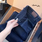 شلوار فلر بگ جین آبی جیب هلالی