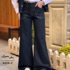 شلوار فلر بگ جین آبی جیب هلالی