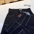 شلوار فلر بگ جین آبی جیب هلالی