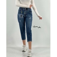 شلوار مام فیت جین آبی شلوار مام فیت جین آبی