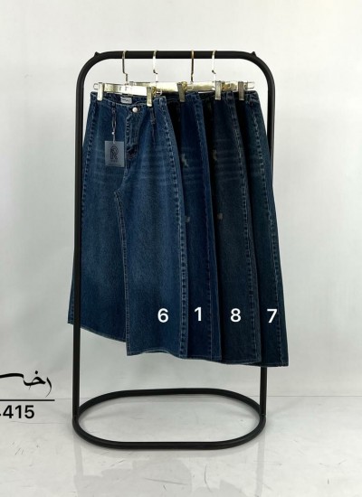 شلوار واید جین کمر ساده آبی 2