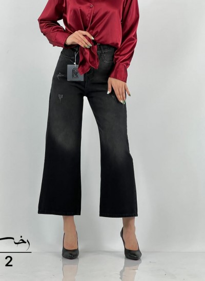 شلوار واید کمر ساده ذغالی و مشکی