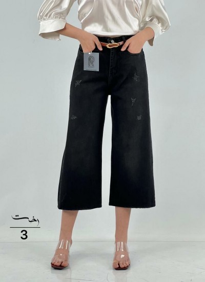 شلوار واید کمر ساده ذغالی و مشکی 2