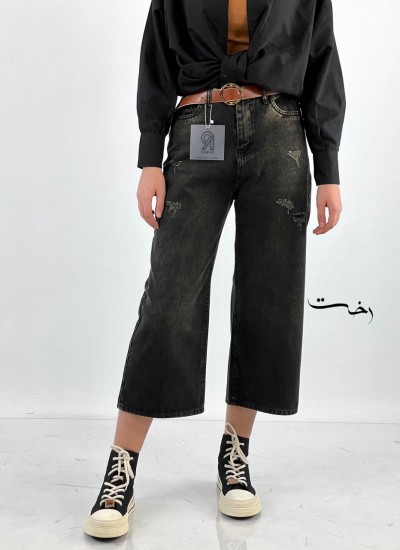 شلوار واید ذغالی پشت کش