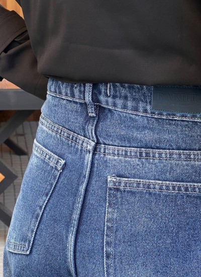 شلوار واید جین آبی جلو دوخت