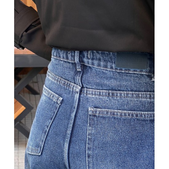 شلوار واید جین آبی جلو دوخت