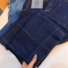 شلوار واید جین آبی جلو دوخت