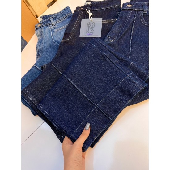 شلوار واید جین آبی جلو دوخت