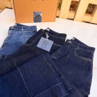 شلوار واید جین آبی جلو دوخت