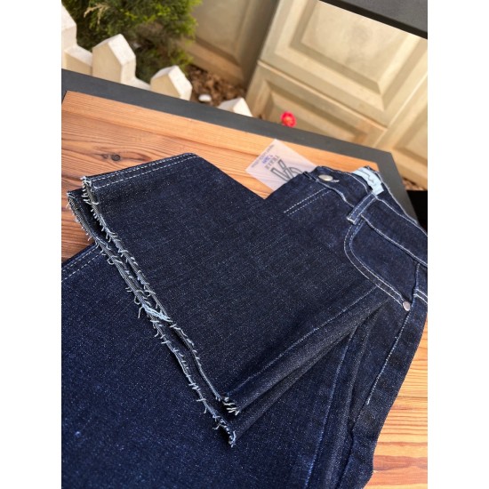 شلوار واید جین آبی دمپا کات