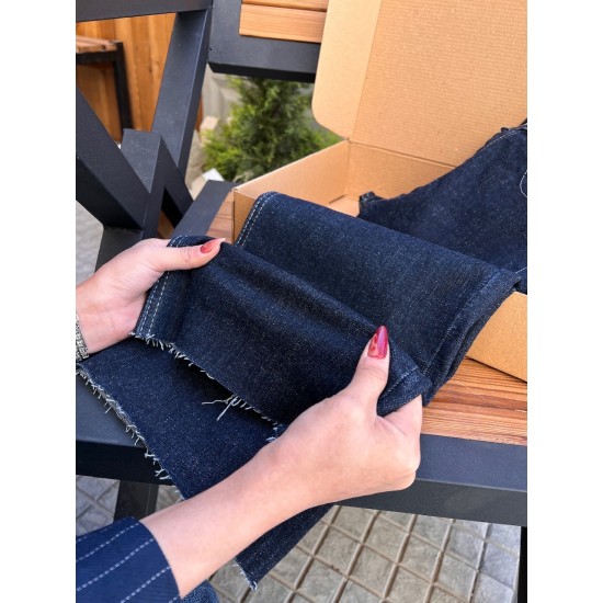 شلوار واید جین آبی دمپا کات