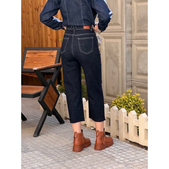 شلوار واید جین آبی دمپا کات